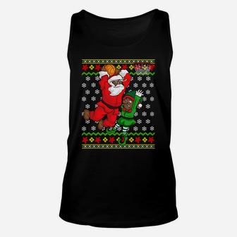 Basketball African American Santa Dunk Elf Ugly Christmas Sweatshirt Unisex Tank Top | Crazezy
