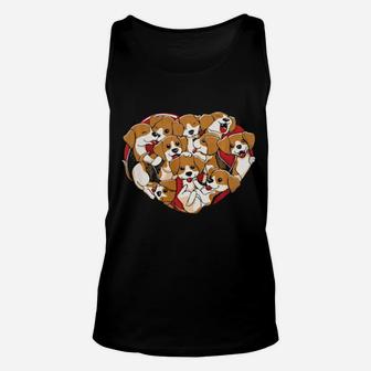 Beagle Heart Shape Dog Lovers Valentines Day Unisex Tank Top - Monsterry