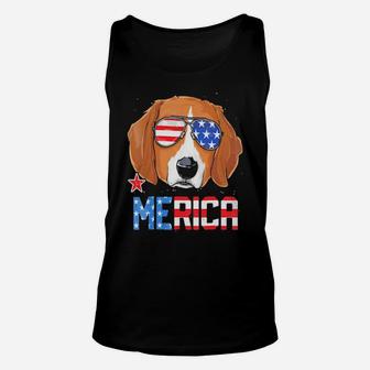 Beagle Merica 4Th Of July American Flag Unisex Tank Top - Monsterry