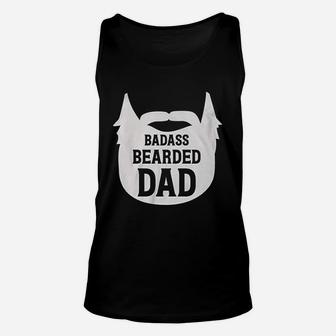 Bearded Dad Manly Beard Silhouette Funny Father Parent Unisex Tank Top | Crazezy