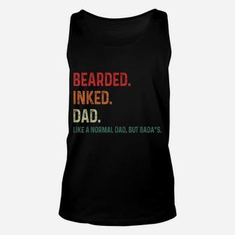 Bearded Inked Dad Funny For Daddy Tattoo Man Father Vintage Unisex Tank Top | Crazezy