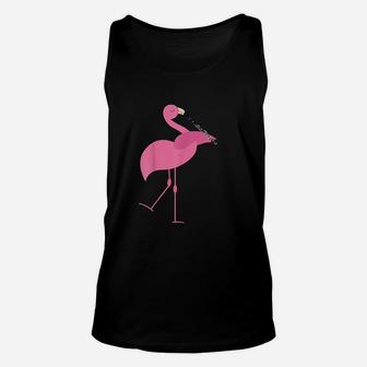 Beautiful Flamingo Playing Clarinet Musician Unisex Tank Top | Crazezy