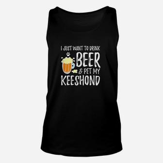 Beer And Keeshond Funny Dog Mom Or Dog Dad Gift Idea Unisex Tank Top | Crazezy UK