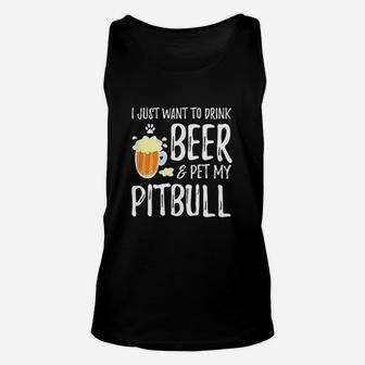 Beer And Pitbull Funny Dog Mom Or Dog Dad Gift Idea Unisex Tank Top | Crazezy