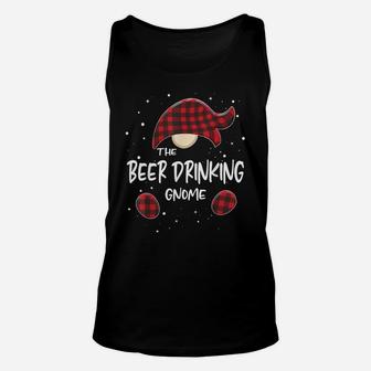Beer Drinking Gnome Plaid Matching Family Pjs Christmas Gift Unisex Tank Top | Crazezy AU