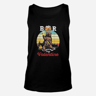 Beer Is My Valentine Drinking Love Sarcastic Bear Unisex Tank Top - Monsterry AU