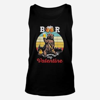 Beer Is My Valentine Drinking Love Sarcastic Bear Unisex Tank Top - Monsterry AU