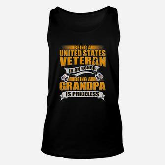 Being A Us Veteran Is An Honor Grandpa Is Priceless Dad Gift Unisex Tank Top | Crazezy CA