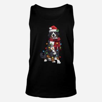 Bernese Mountain Christmas Light Funny Dog Lover Xmas Gift Sweatshirt Unisex Tank Top | Crazezy