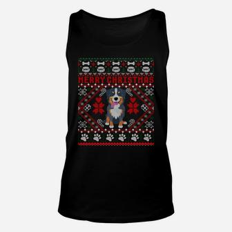 Bernese Mountain Dog Merry Christmas Ugly Sweater Funny Gift Sweatshirt Unisex Tank Top | Crazezy