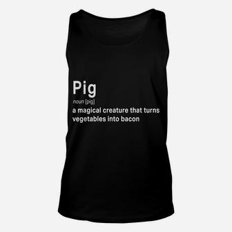 Best Hilarious Pig And Bacon Definition Funny Gift Unisex Tank Top | Crazezy