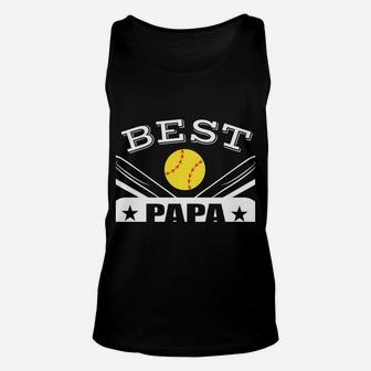 Best Papa Ever Gift For Softball Grandpa Grandfather Unisex Tank Top | Crazezy