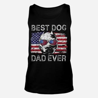 Best Pitbull Dog Dad Ever American Flag 4Th Of July Vintage Unisex Tank Top | Crazezy
