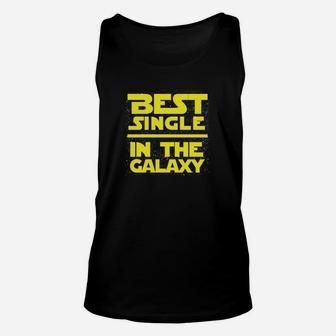 Best Single in der Galaxie Schwarz Unisex TankTop, Gelber Aufdruck Statement - Seseable