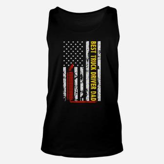 Best Truck Driver Dad Ever Thin Yellow Line American Flag Unisex Tank Top | Crazezy CA