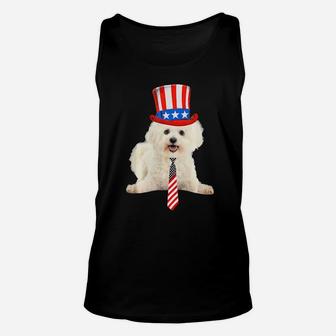 Bichon Frise 4Th Of July Dog In Top And Tie Unisex Tank Top - Monsterry