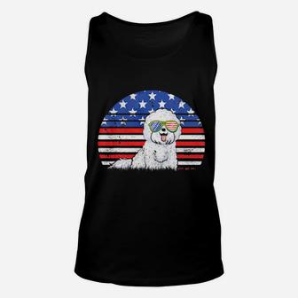 Bichon Frise Dog Love Gifts Distressed American Flag Unisex Tank Top - Monsterry