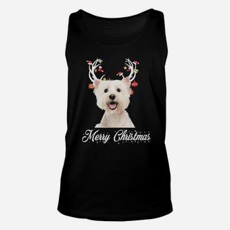 Bichon Frise Reindeer Horns Merry Xmas Dog Lover Gift Unisex Tank Top - Monsterry DE
