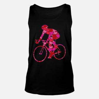 Bike Pink Red Heart Valentines Day For Bicycle Racer Unisex Tank Top - Monsterry