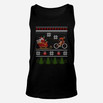 Bike Sledding Santa Sleigh Christmas Cycling Sweatshirt Unisex Tank Top | Crazezy CA