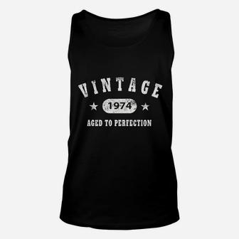 Birthday Gift Vintage 1974 Aged To Perfection Unisex Tank Top | Crazezy