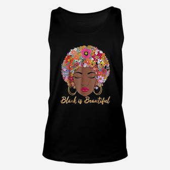 Black Is Beautiful Floral Afro Hair Unisex Tank Top | Crazezy CA