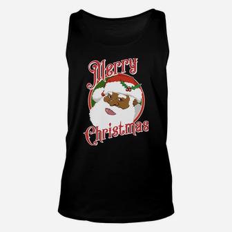 Black Merry Christmas African American Santa Claus Unisex Tank Top | Crazezy