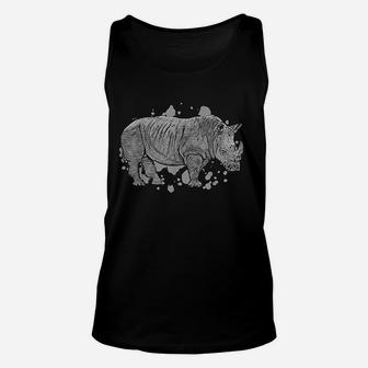 Black Rhino Graphic Animal Safari Wild Animal Rhino Unisex Tank Top | Crazezy UK