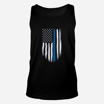 Blue Lives Matter American Flag Unisex Tank Top | Crazezy CA