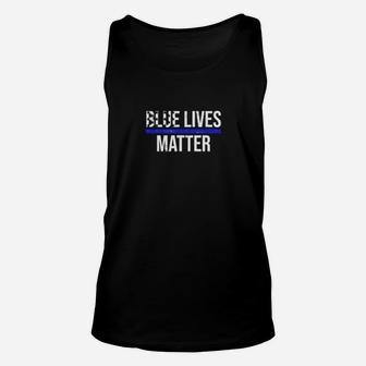 Blue Lives Matter Thin Blue Line Distressed American Flag Unisex Tank Top - Monsterry AU