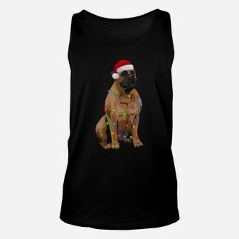 Boerboel Christmas Lights Xmas Dog Lover Santa Hat Unisex Tank Top | Crazezy
