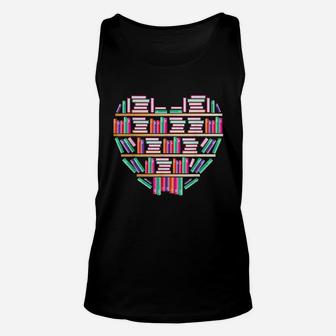 Book Reading Club Librarian Library Love Heart Unisex Tank Top | Crazezy