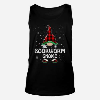 Bookworm Gnome Buffalo Plaid Matching Family Christmas Unisex Tank Top | Crazezy
