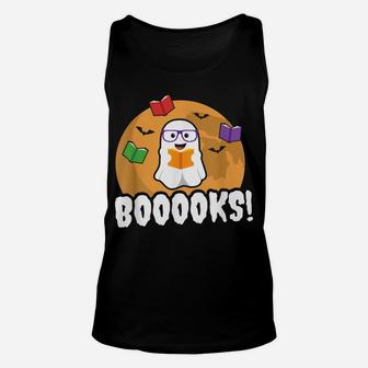 Booooks Ghost T Shirt Boo Read Books Library Gift Funny Unisex Tank Top | Crazezy CA