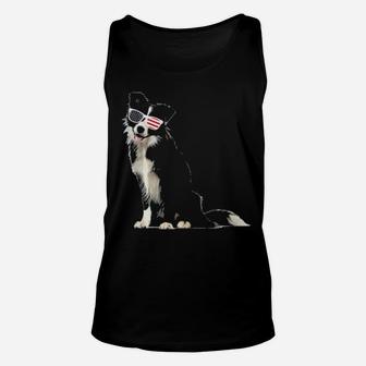Border Collie Wearing Sunglasses 4Th Of July Dog Unisex Tank Top - Monsterry DE