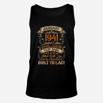 Born In January 1941 Vintage 80 Years Old 80Th Birthday Unisex Tank Top | Crazezy