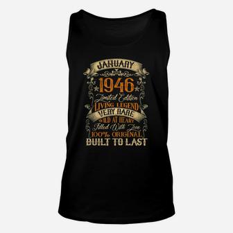 Born In January 1946 Vintage 75 Years Old 75Th Birthday Unisex Tank Top | Crazezy