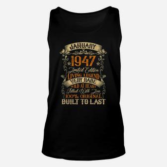 Born In January 1947 Vintage 74 Years Old 74Th Birthday Unisex Tank Top | Crazezy