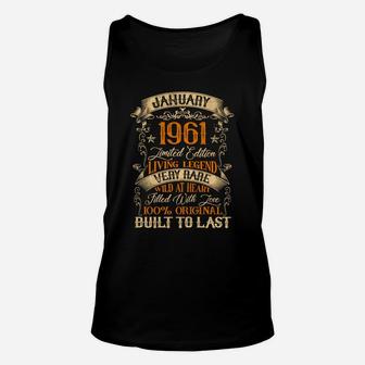 Born In January 1961 Vintage 60 Years Old 60Th Birthday Unisex Tank Top | Crazezy UK
