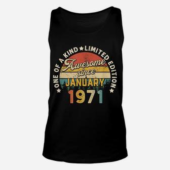 Born In January 1971 50Th Birthday Vintage 50 Years Old Gift Unisex Tank Top | Crazezy UK