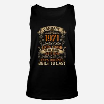 Born In January 1971 Vintage 50 Years Old 50Th Birthday Unisex Tank Top | Crazezy UK