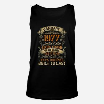 Born In January 1977 Vintage 44 Years Old 44Th Birthday Unisex Tank Top | Crazezy DE