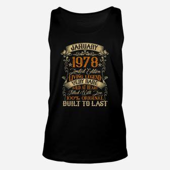 Born In January 1978 Vintage 43 Years Old 43Rd Birthday Unisex Tank Top | Crazezy