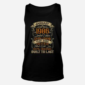 Born In January 1986 Vintage 35 Years Old 35Th Birthday Unisex Tank Top | Crazezy AU