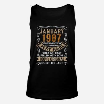 Born In January 1987 Vintage 34Th Bday Gift 34 Years Old Unisex Tank Top | Crazezy