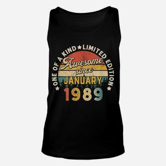 Born In January 1989 32Nd Birthday Vintage 32 Years Old Gift Unisex Tank Top | Crazezy