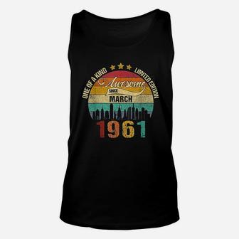 Born In March 1961 Vintage 60Th Birthday 60 Years Old Bday Unisex Tank Top | Crazezy