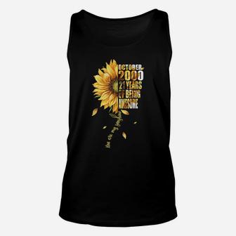 Born In October 2000 Sunflower 21St Birthday 21 Years Old Unisex Tank Top | Crazezy CA