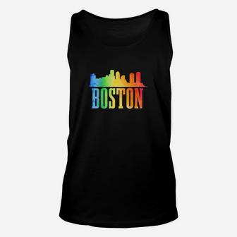 Boston Skyline Rainbow Lgbtq Gay Pride Massachusetts Unisex Tank Top - Monsterry