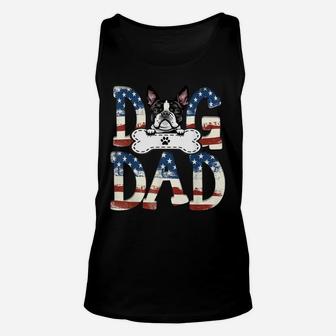 Boston Terrier Dad Fathers Day American Flag Dog Lovers Unisex Tank Top | Crazezy CA